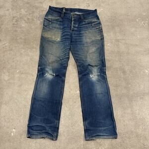 TRIPLE AUGHT DESIGN FADED MUD DIRTY WASH USA MADE 30x30 DENIM STRAIGHT LEG JEANS